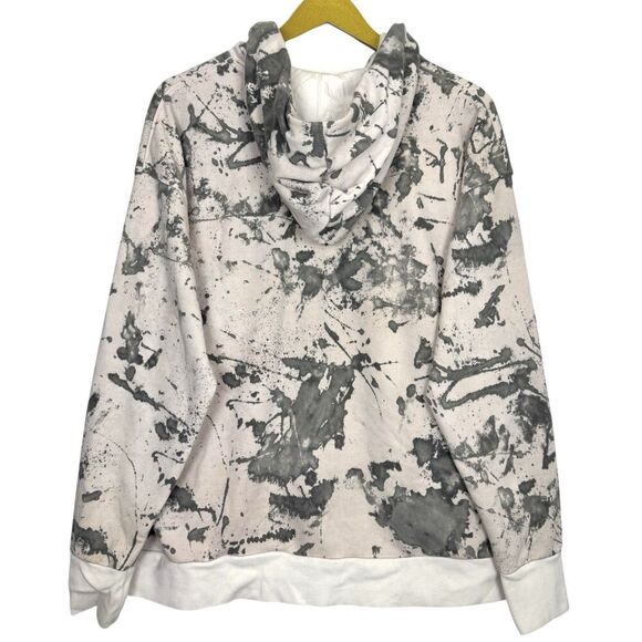 Nike Womens Standard Issue Hoodie XL Paint Splatter Gray Zip Pocket FLY Logo - Picture 2 of 9